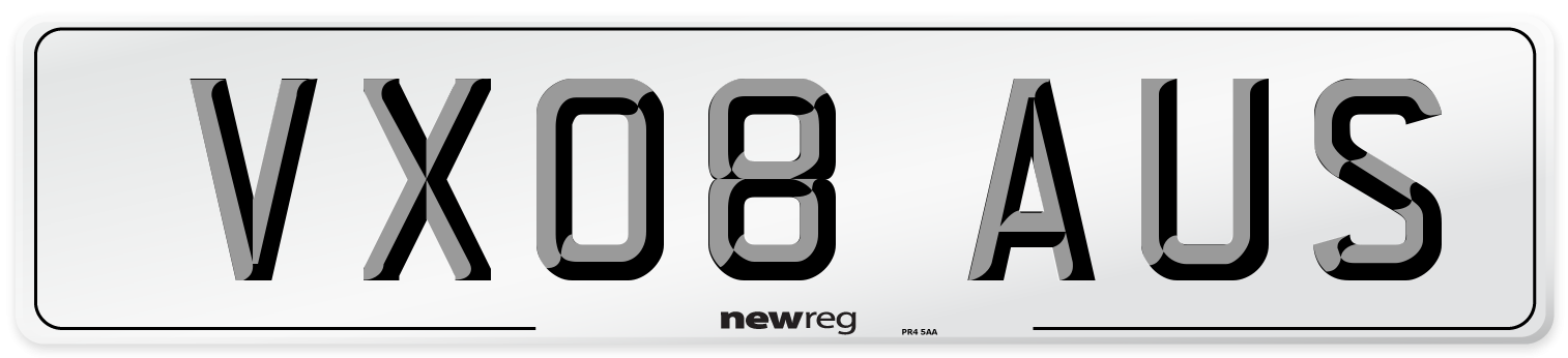 VX08 AUS Number Plate from New Reg